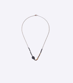Cod.F_CF_3002 collana corta argento ossidiana