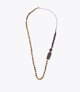 Cod.F_CF_3005 collana argento seta granato corniola ambra